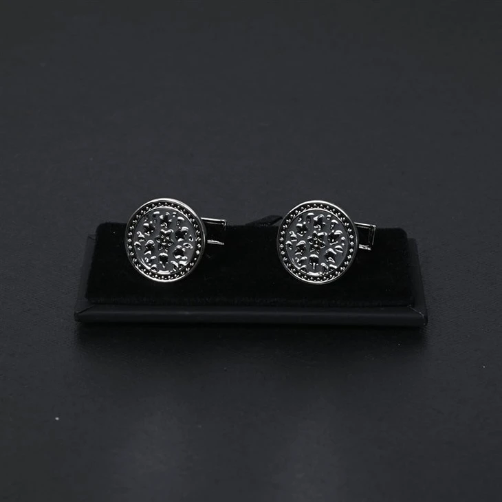 YiLi Engraved Silver & Rose Gold Cufflinks For Formal Events