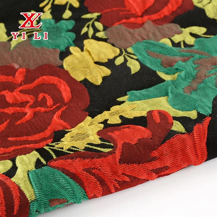 Polyesterikudottu kukka vaatekangas